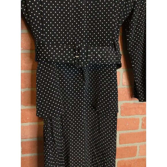 Vintage Stuart Alan Womens Polka Dots Belted Dress Long Sleeve Peplum Size 8 - Picture 3 of 7